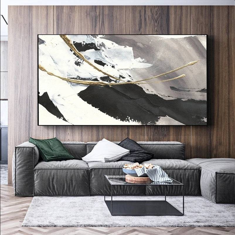 Gilded Monochrome Symphony Canvas Oil Painting