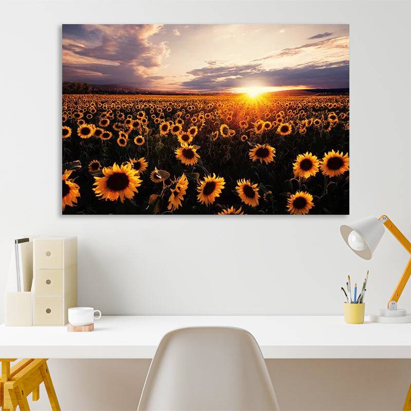 Sundown Over Sunflower Haven Canvas Art