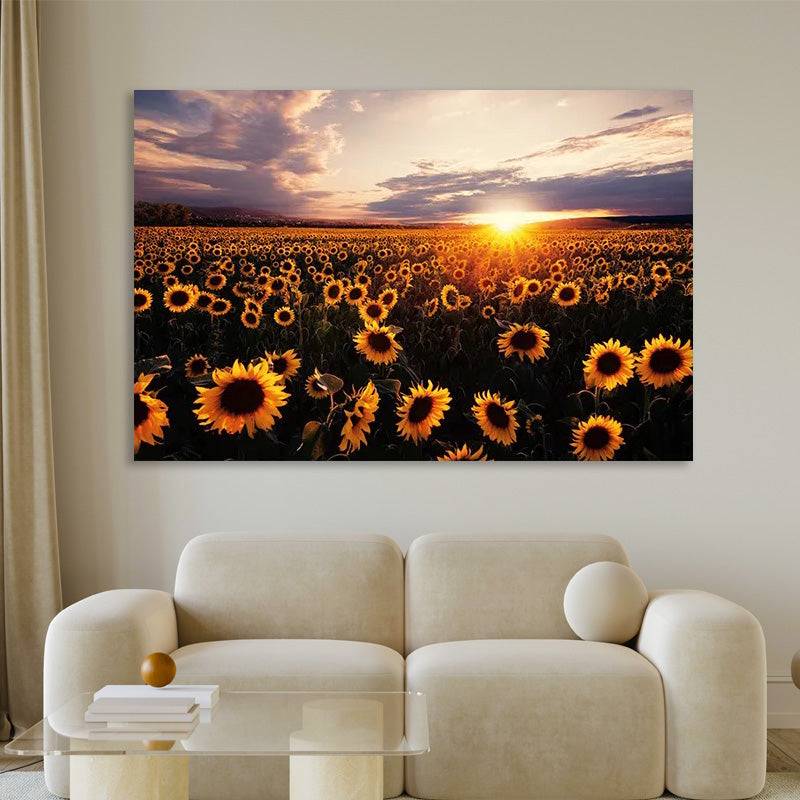 Sundown Over Sunflower Haven Canvas Art