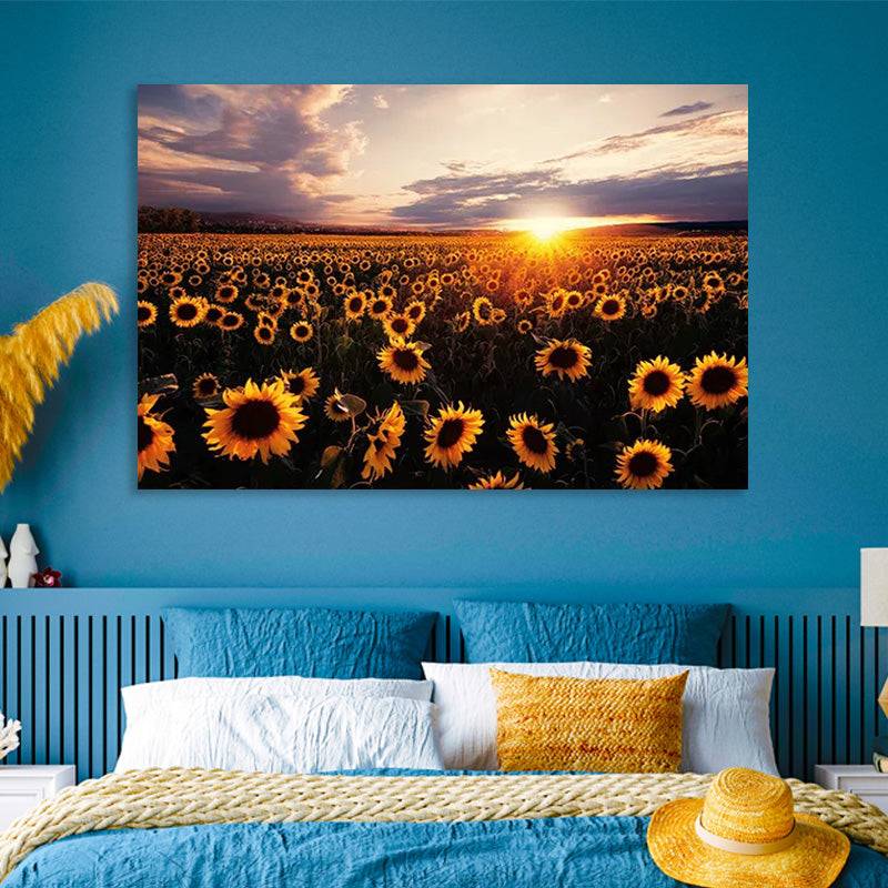 Sundown Over Sunflower Haven Canvas Art