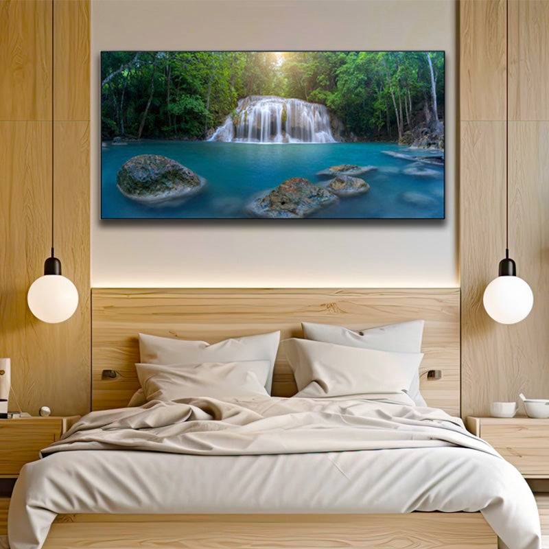 Sunlit Cascades - Forest's Tranquil lPlunge Pool Canvas Art