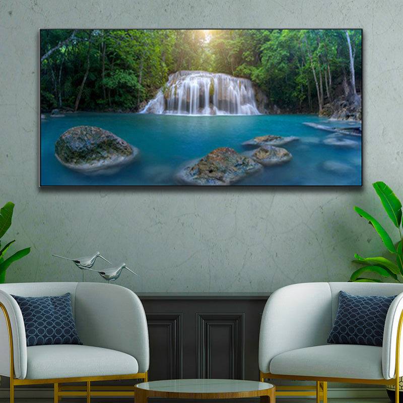 Sunlit Cascades - Forest's Tranquil lPlunge Pool Canvas Art