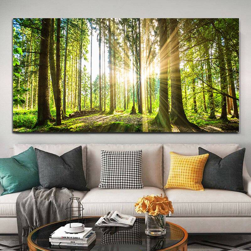 Sunlit Forest Symphony Canvas Art