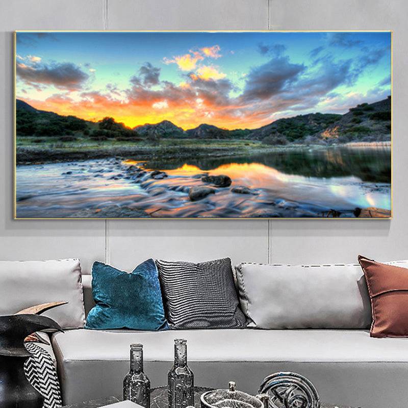 Sunset Serenade - Majestic Mountains and Lake Canvas Art