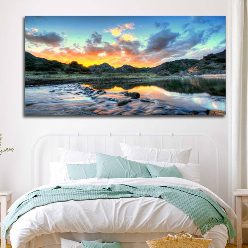 Sunset Serenade - Majestic Mountains and Lake Canvas Art