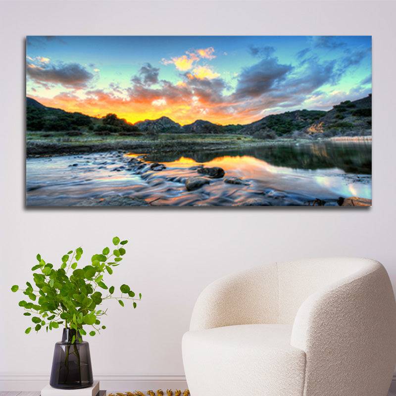 Sunset Serenade - Majestic Mountains and Lake Canvas Art