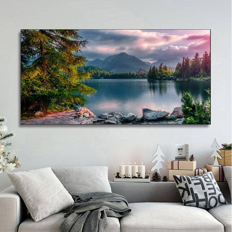 Sunset Serenade - Mountain Lake Retreat Canvas Art 