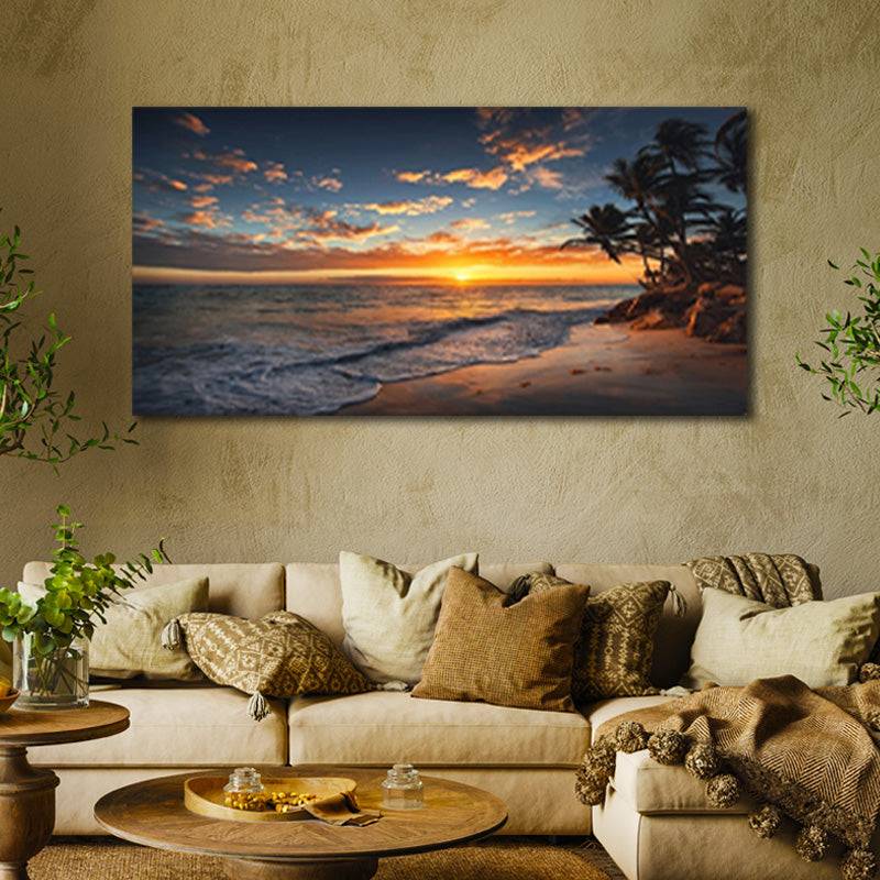 Sunset Serenade by the Seashore Canvas Art