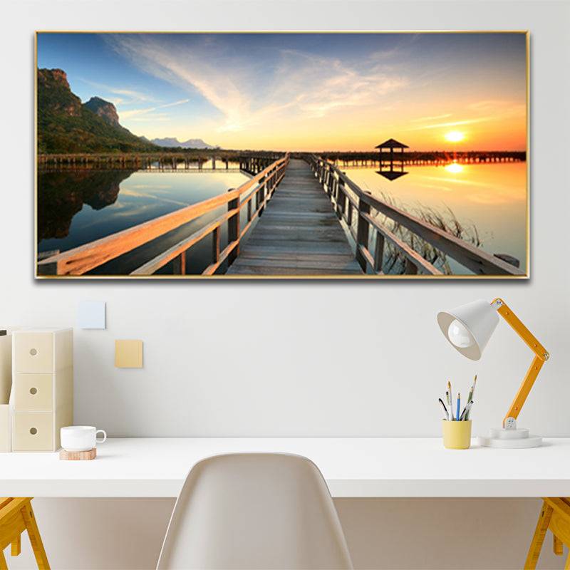 Sunset Serenity Bridge Canvas Art