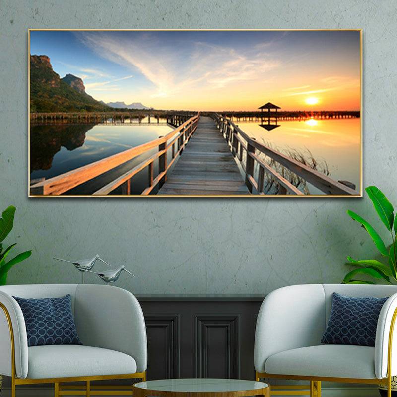 Sunset Serenity Bridge Canvas Art