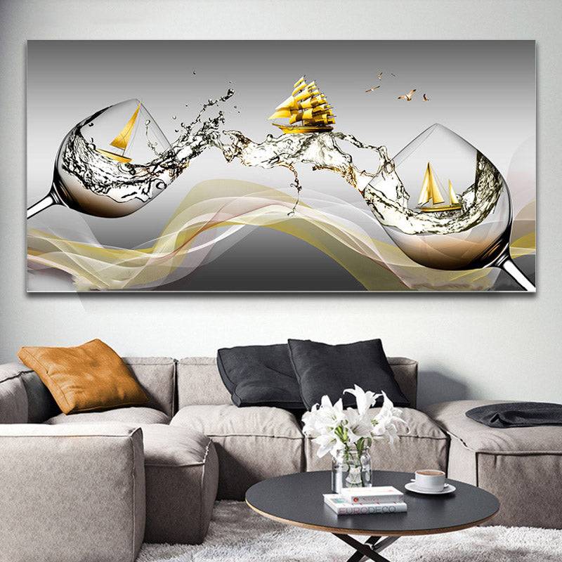 Golden Seafaring Symphony Canvas Art