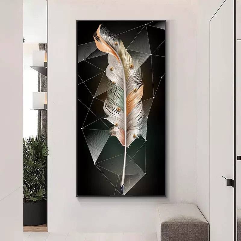 Multicoloured Feathered Triangular Symphony Canvas Art