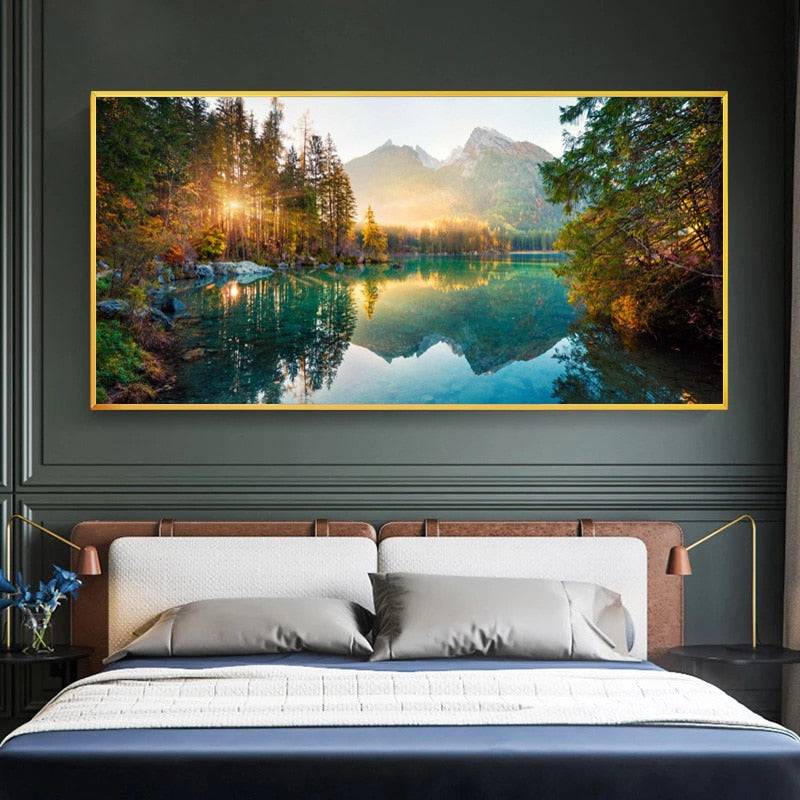 Golden Serenity Reflection Canvas Art