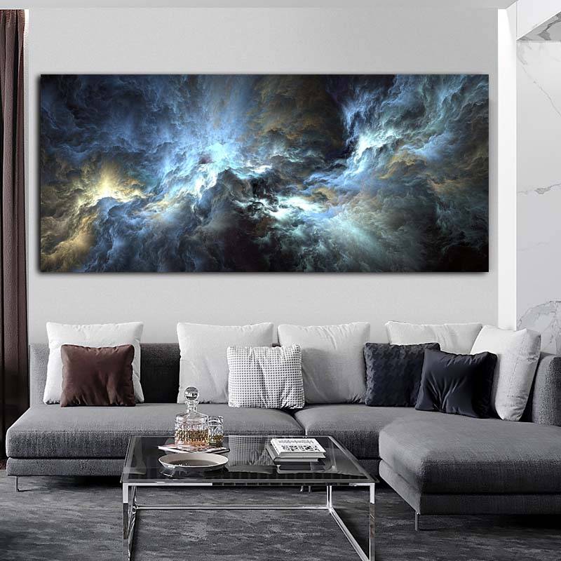 Celestial Blue Nebula Canvas Art