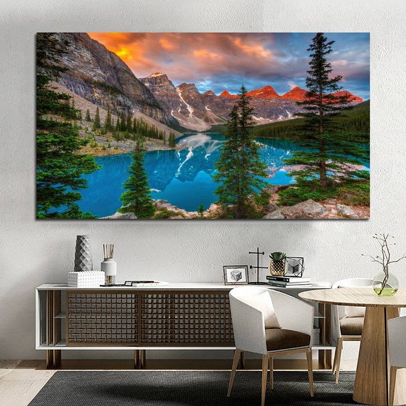 Mountain Glow Lake Canvas Art